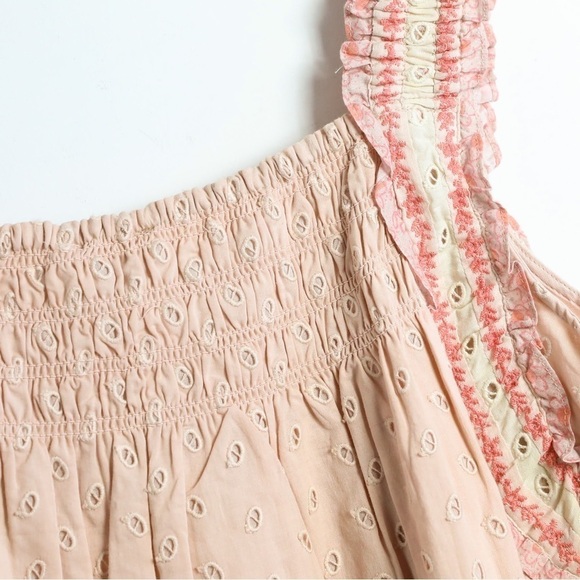 NWT House of Harlow pink peasant top cottagecore blouse eyelet old rose cotton - Picture 8 of 10